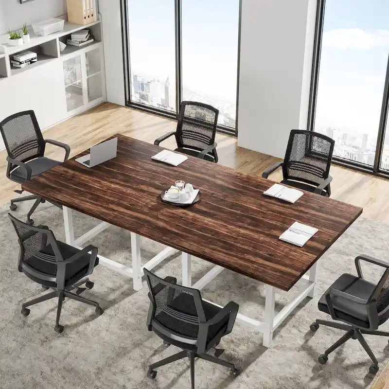 6.5 Ft Conference Room Table, Rectangle 78.74L X 39.2W X 29.52H Inches,2 Separate Piece - 78.74L X 39.2W X 29.52H