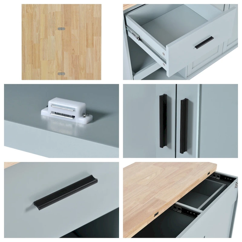 Rolling Kitchen Island w/ Foldable Counter Top,Towel Rack and Drawer