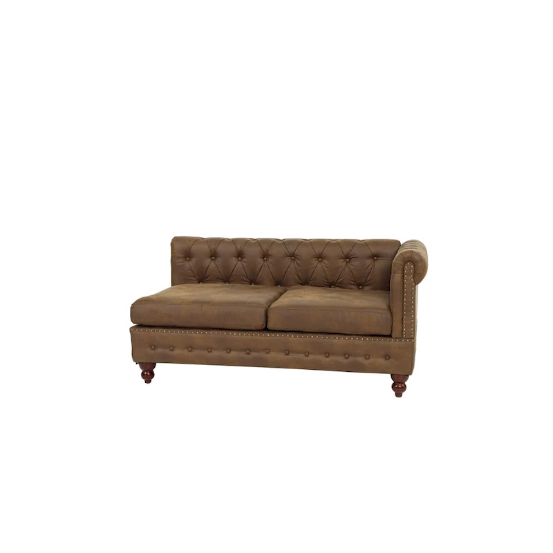 Reversible One Arm Loveseat Dark Coffee Breathable Leatherette Tufted 1Pc Couch Living Room Furniture
