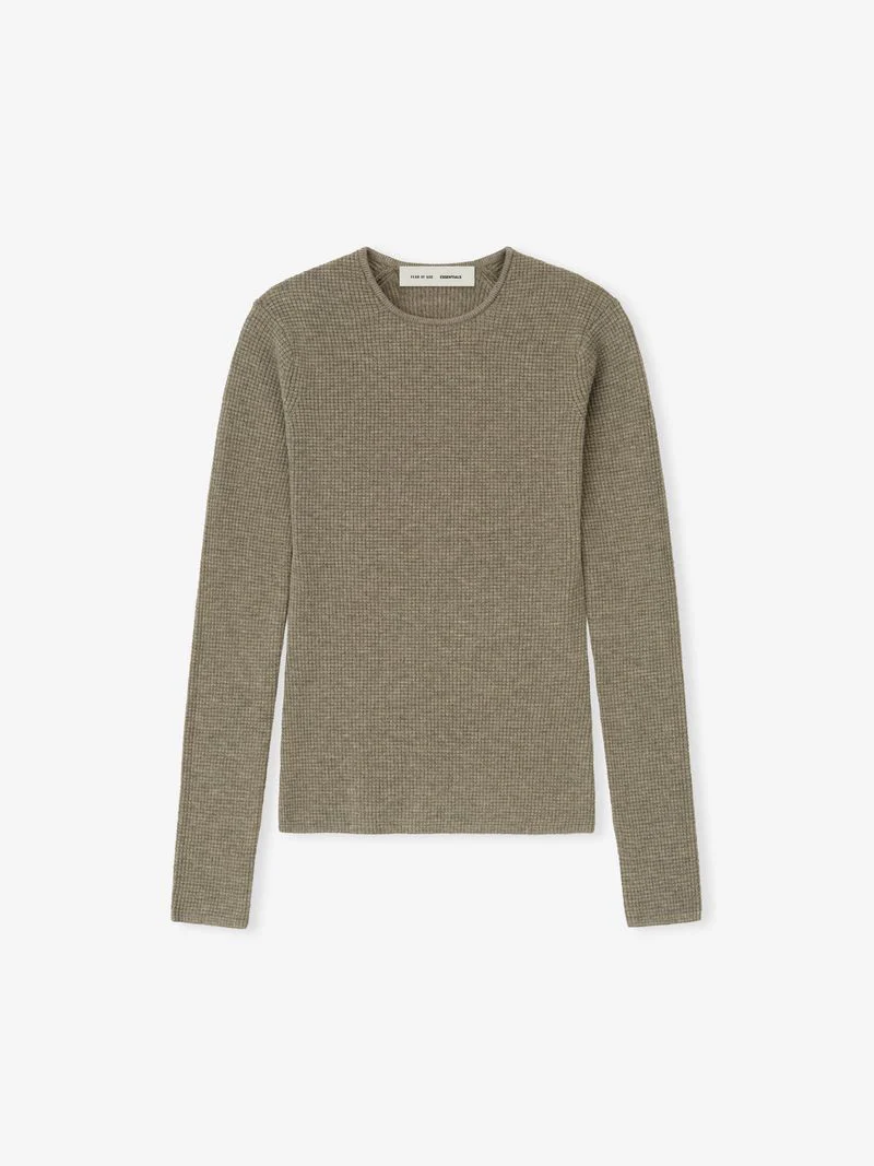 Womens Waffle Knit Long Sleeve Top