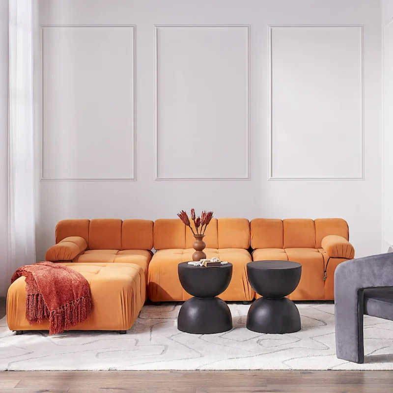 L-shape Velvet Modern Sectional Sofa Soft Couch