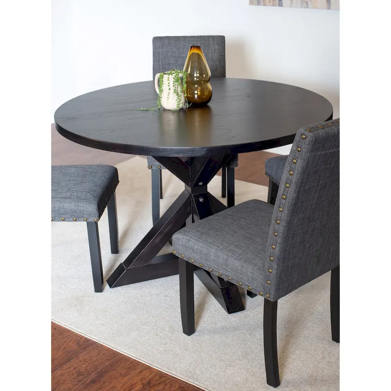 Roundhill Furniture Mytzi 5-piece Dining Set, Cross-Buck Dining Table with 4 Stylish Chairs
