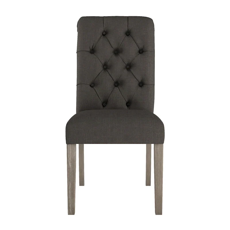 Benchwright Linen Tufted Dining Chair with Grey Finish Legs (Set of 2) by iNSPIRE Q Artisan