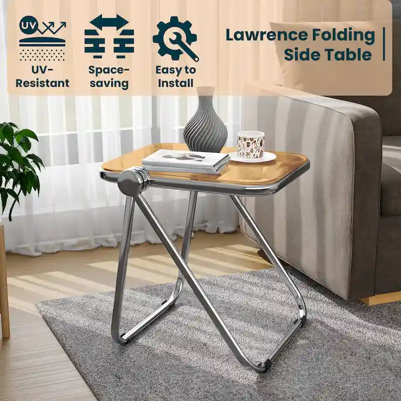 LeisureMod Lawrence Rectangular Folding Table with Aluminum Frame - 16.73