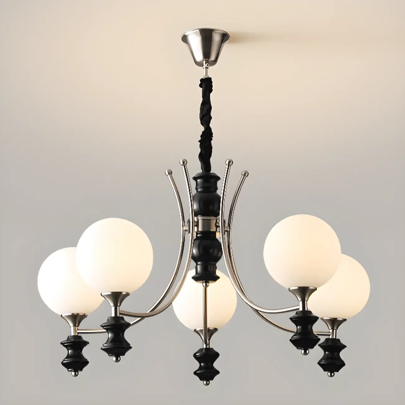 Multi-Light Globe Chandelier with White Glass Shades