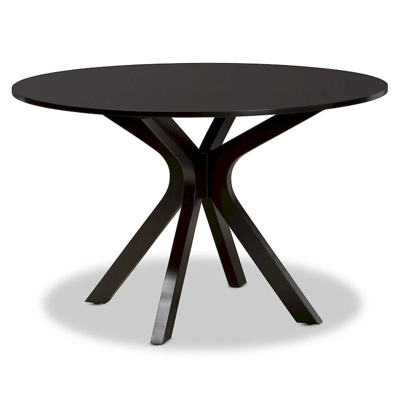 Modern Round Dining Table with Splayed Legs – Dark Brown – Seats 6