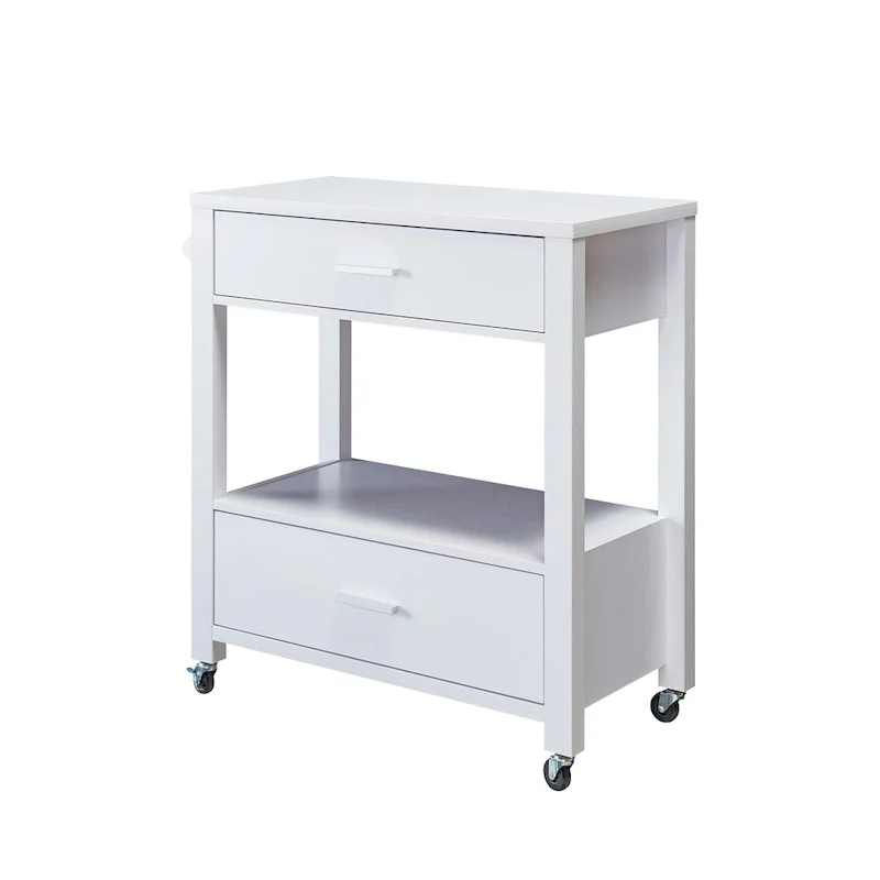 Newsom Modern 2-Drawer Caster Serving Cart with Towel Bar by Furniture of America