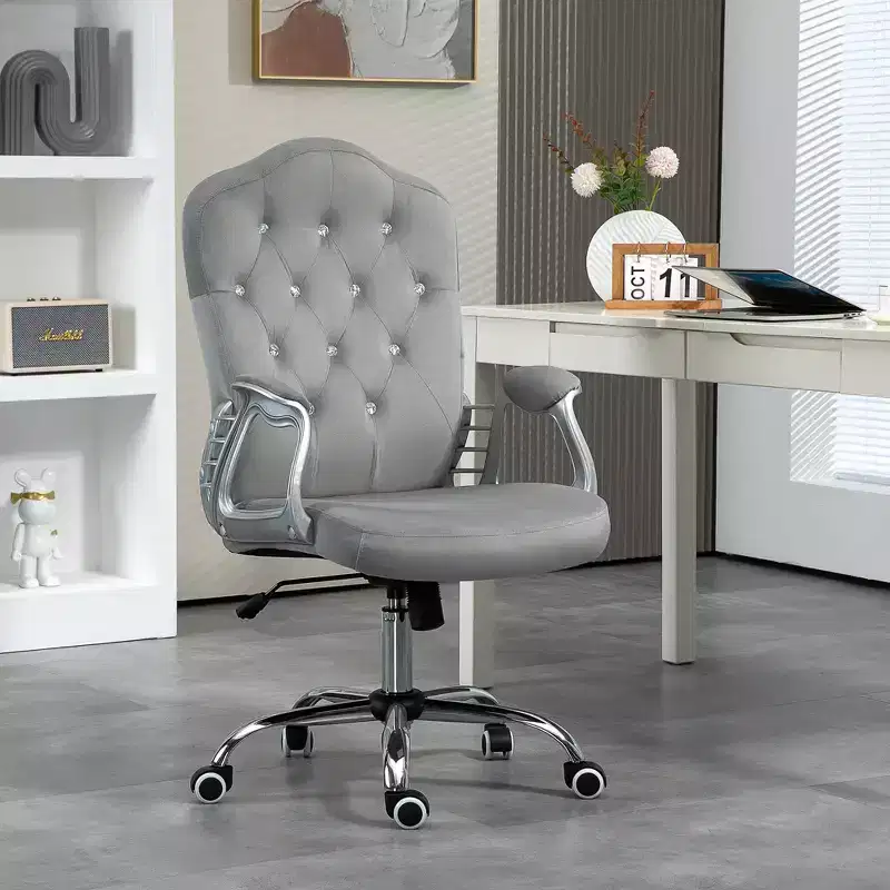 Velvet Office Chair Desk Chair with 360 Degree Swivel Wheels Adjustable Height Tilt Function