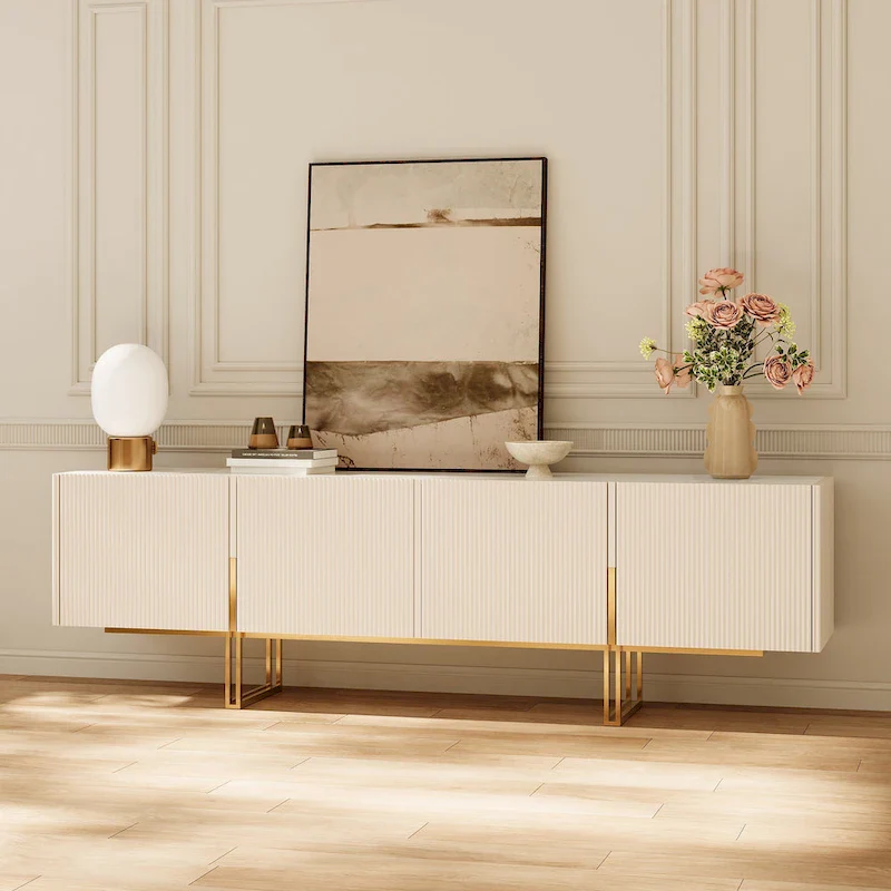 78.7 TV Stand, Entertainment Center with Faux Marble Top