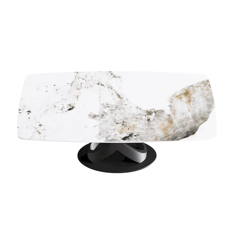 71 Modern Artificial Marble Dining Table with Carbon Steel Base
