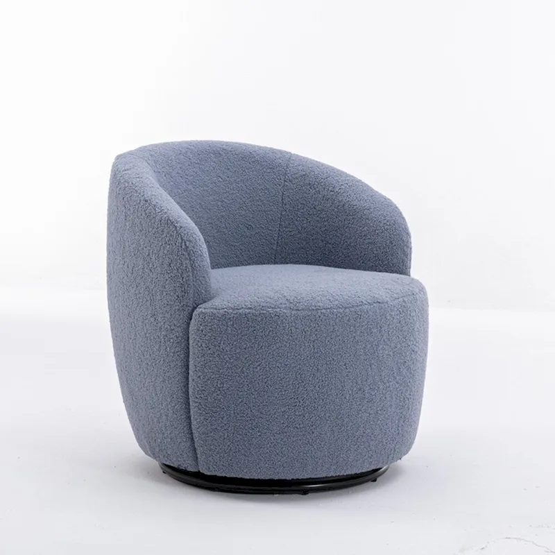 360° Swivel Barrel Accent Chair – Soft Teddy Fabric, Ergonomic Backrest