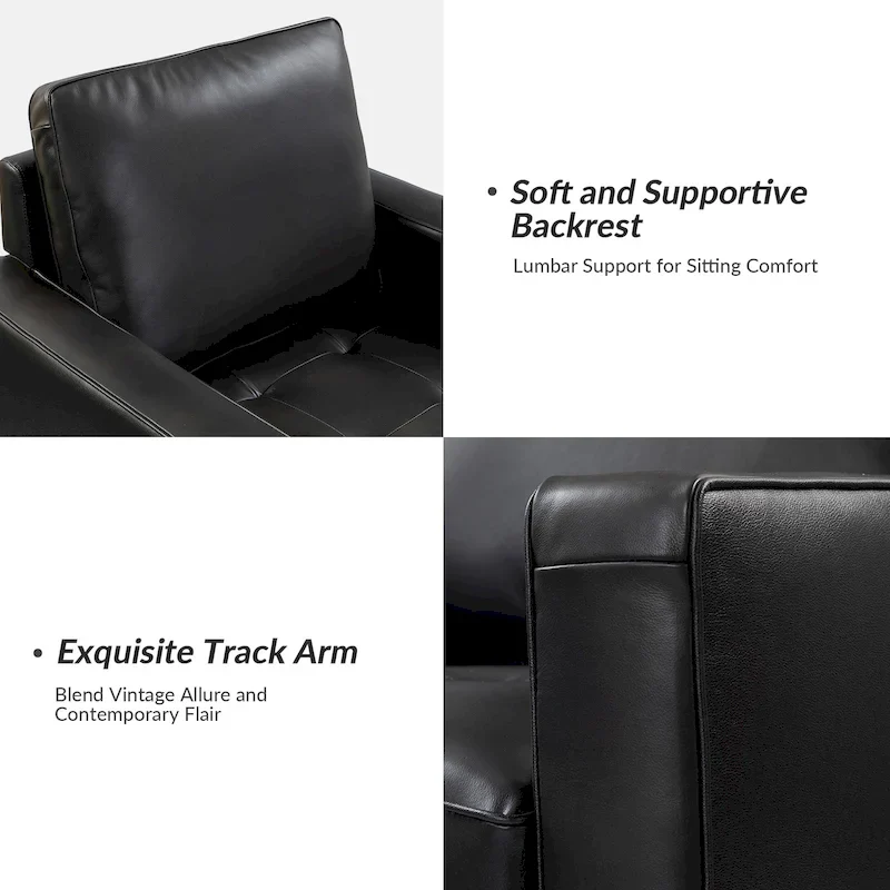 Elizabeth Mid-century Genuine Leather Arm Chair by HULALA HOME