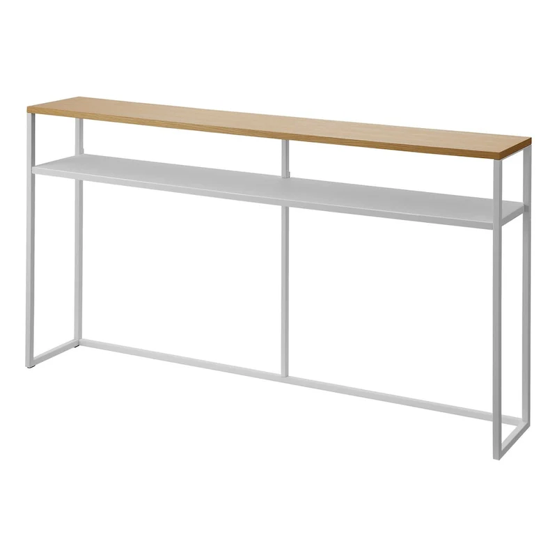 Black / White Slim Console Table with Hooks – Steel & Wood, 2 Styles