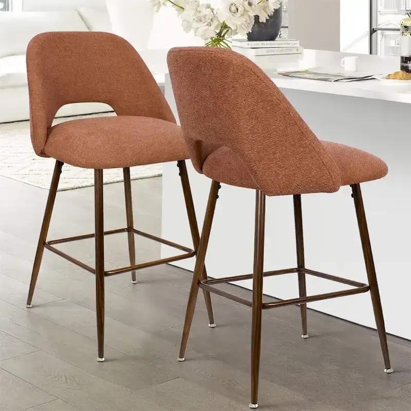 Upholstered Modern Bar Stool Walnut Leg