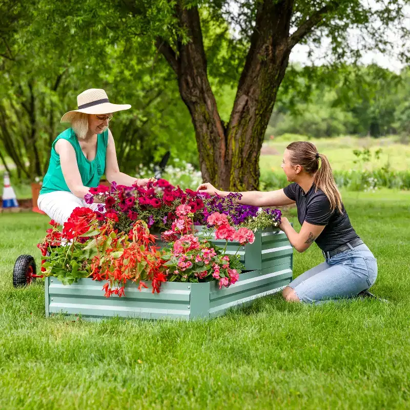 Sunnydaze 2-Tier Galvanized Steel Raised Garden Bed - 17.75 H