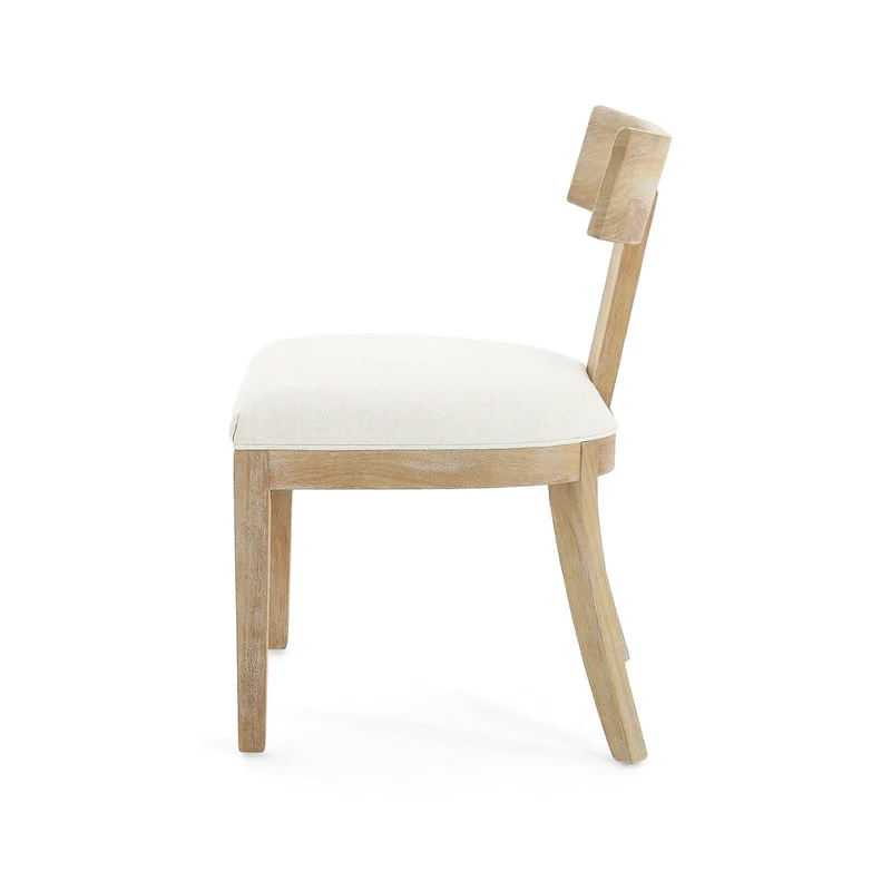 Fescue Fabric and Rubberwood Slat Back Upholstered Dining Chair
