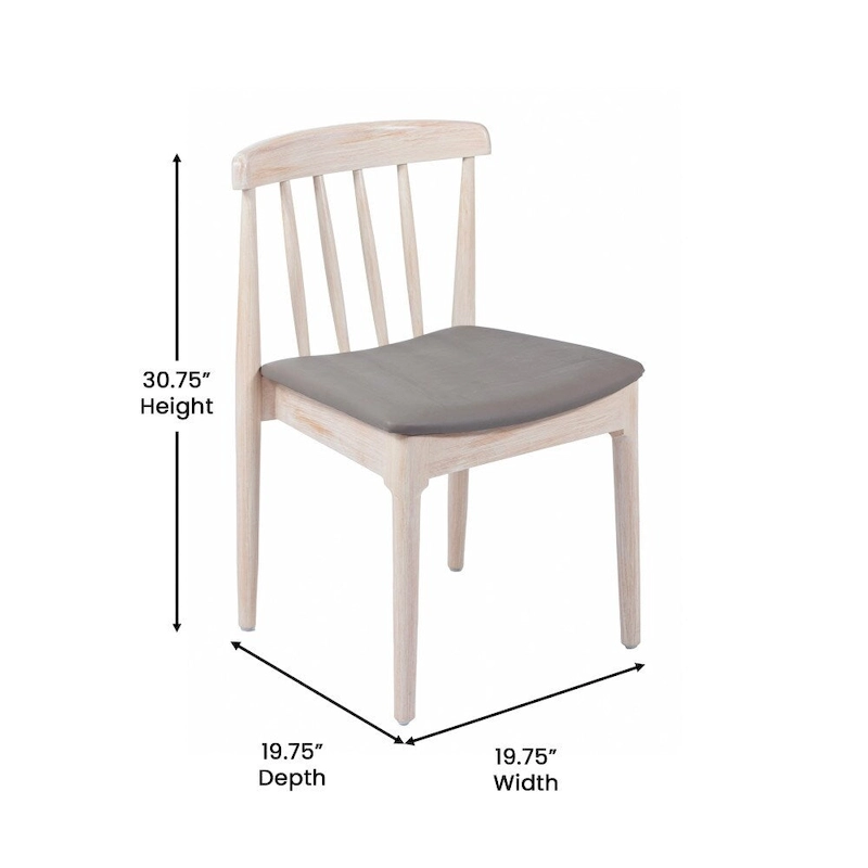 Commercial Solid Wood Dining Chair with Vinyl Padded Seat