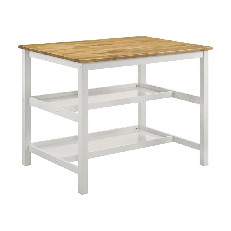 Kitchen Island & Pantry Cabinet with 8 Shelves - White & Light Gray