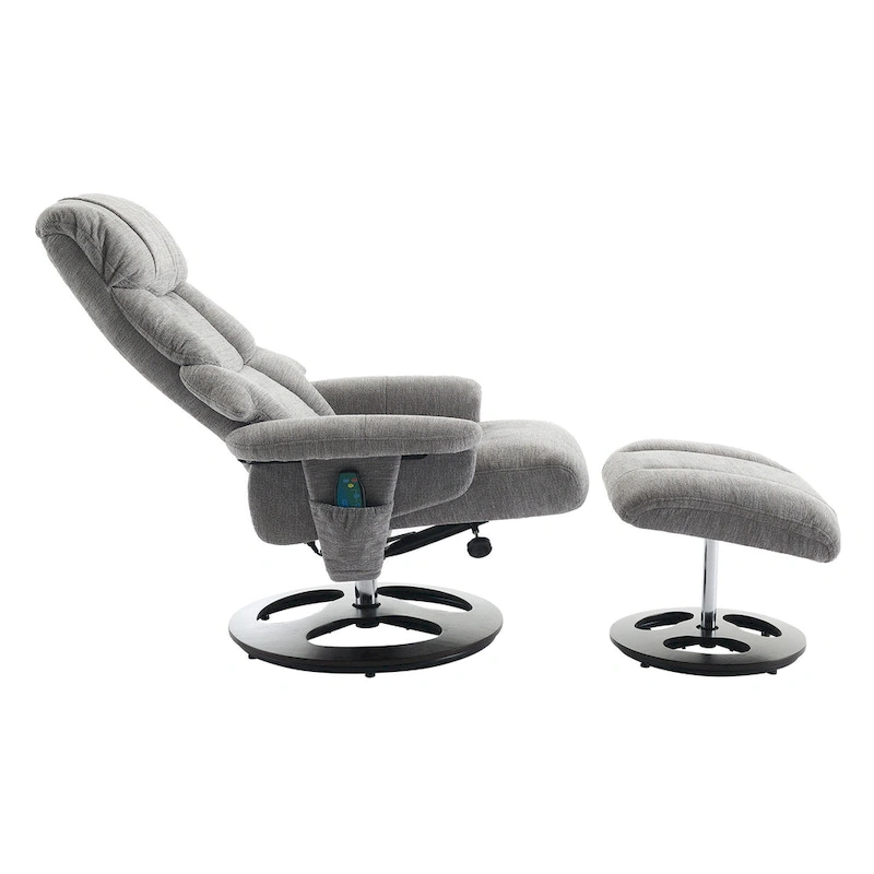 Chenille 360 Swivel Massage Recliner Chair with Ottoman, Massage and Heated Seat