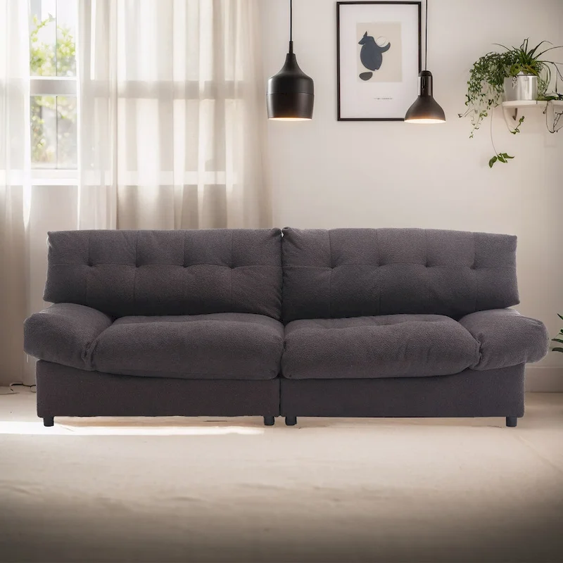 96 Cloud Style Sectional Loveseat Sofa,Modern Velvet Fabric Couches