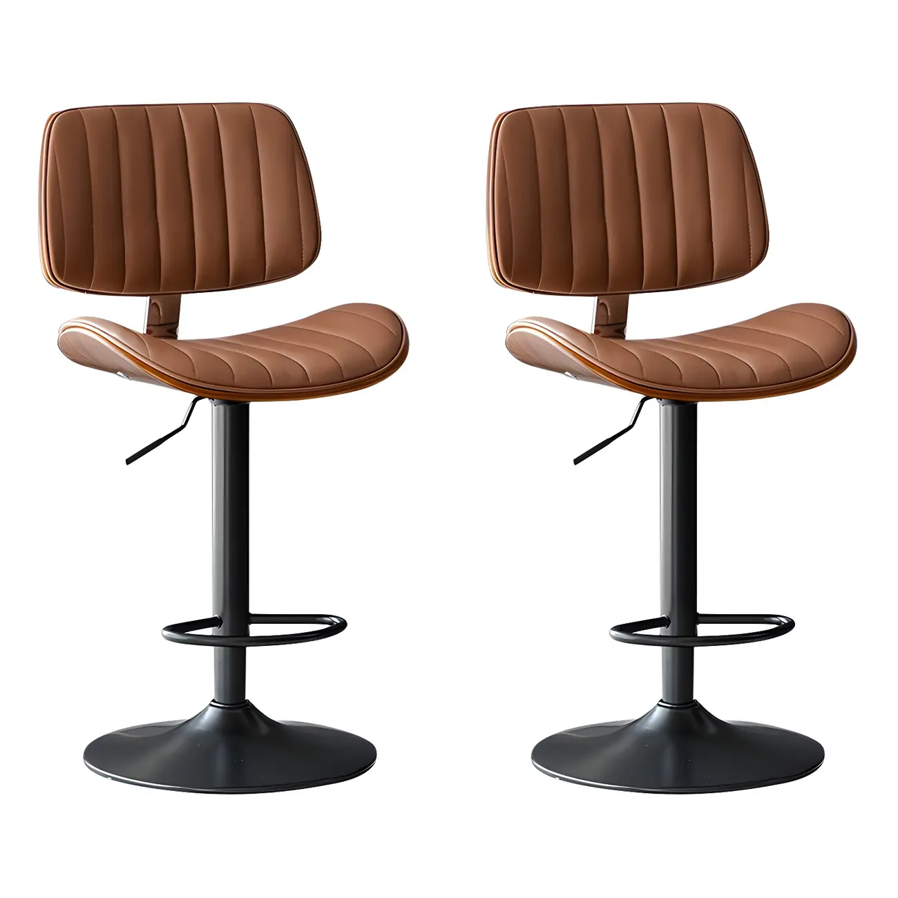 Modern Faux Leather Adjustable Swivel Bar Stools