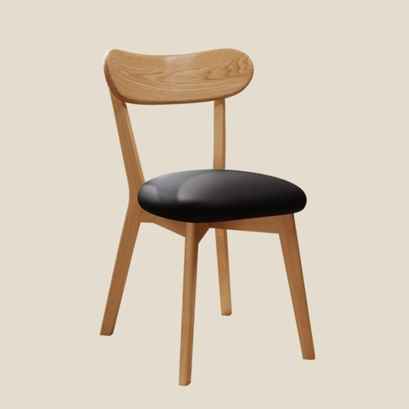 Walnut Wood Mid-Century Modern Upholstered Dining Chair