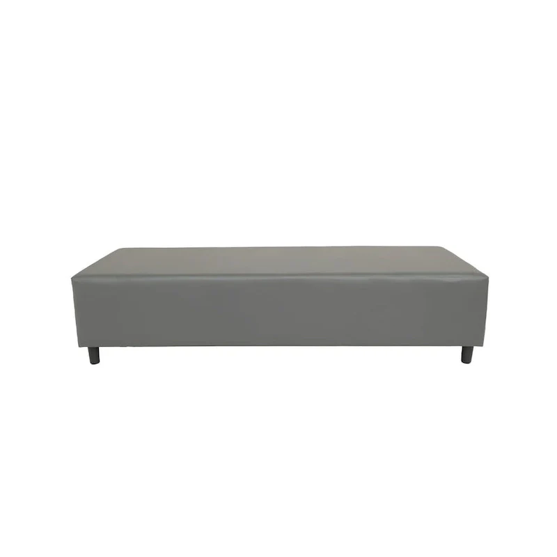Gray & Black Genuine Leather Bench, Seats 3, 72
