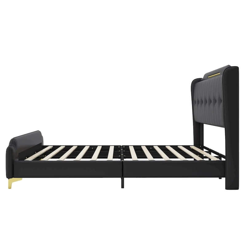Modern Soft-Upholstered PU Leather Bed