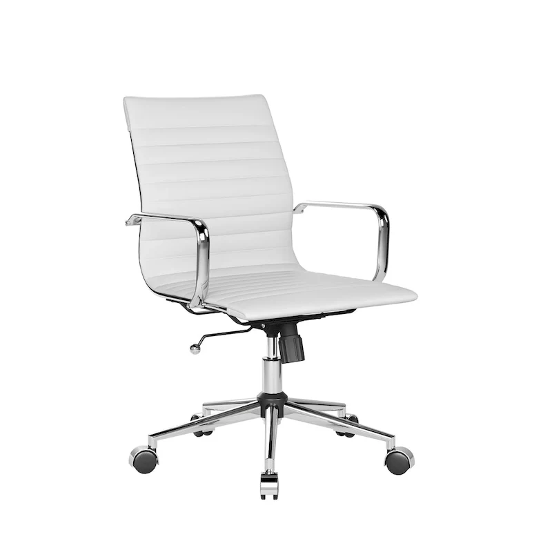 Black Ribbed Swivel Office Chair with Tilt Function