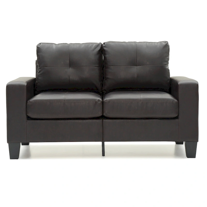 Newbury 58 in. W Flared Arm Faux Leather Straight Sofa - 32L x 58W x 36H