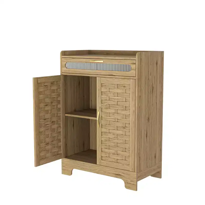 GDFStudio Mary Modern Farmhouse 2-Doors 41.34 H Storage Buffet Sideboard with Drawer and Adjustable Shelf