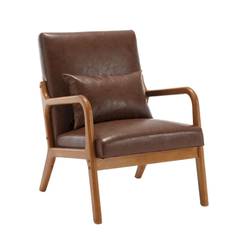 Modern PU Leather Accent Chair with One Pillow