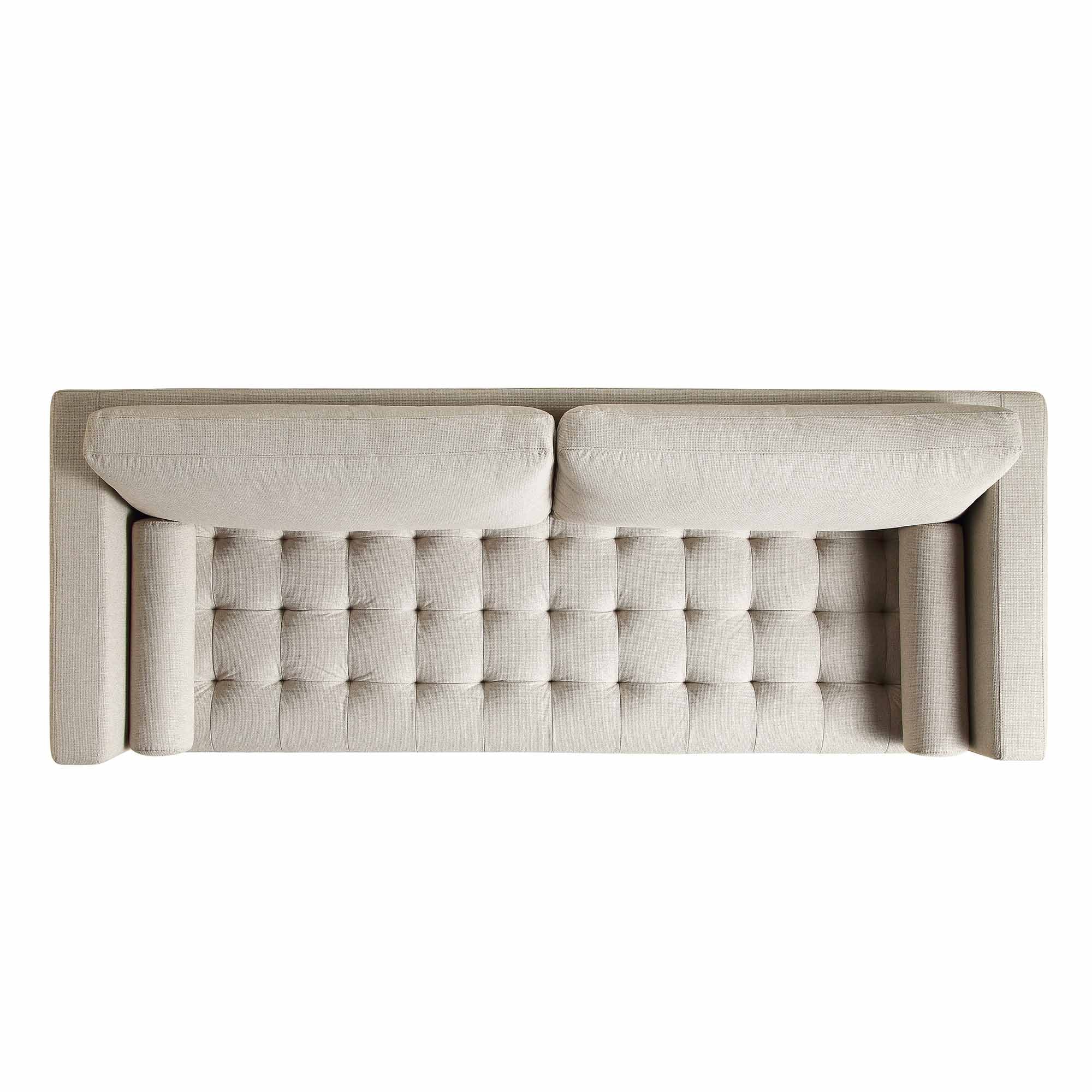 Large 3-Seater Sofa, Beige Woven Fabric