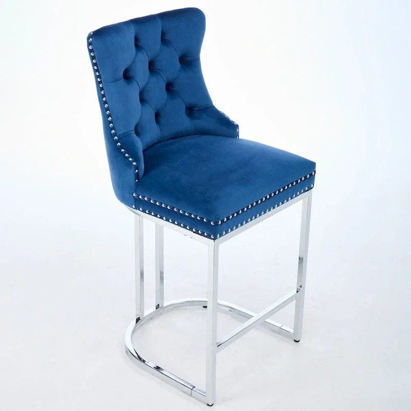 Modern Velvet Barstools 26 Counter Height Kitchen Island Chairs,Set of 2