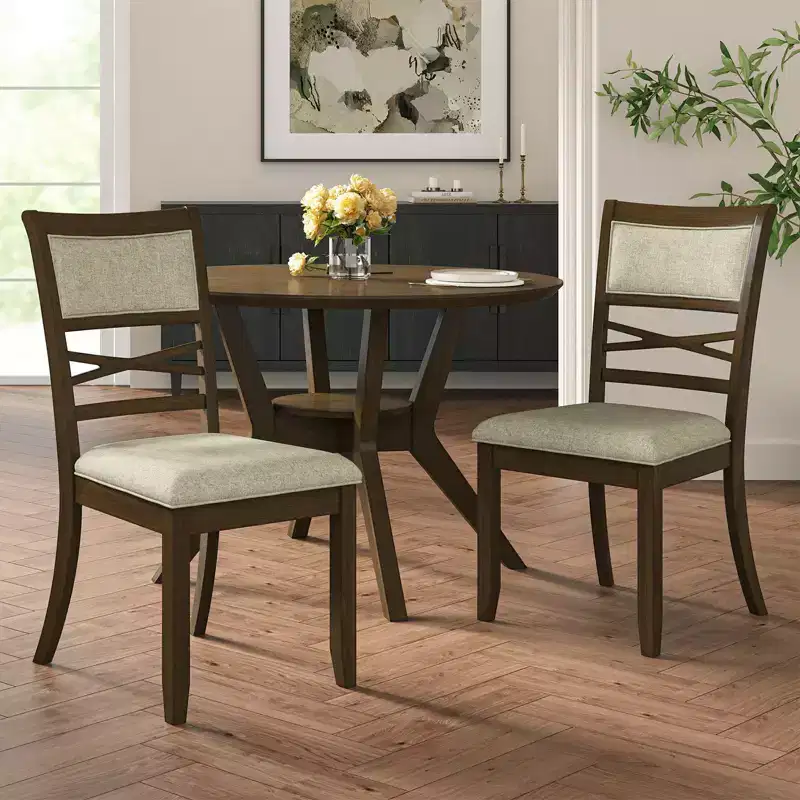 Eliseo Classic Dining Chair with Solid Wood Frame Set of 2|ART OF LIVING DESIGNSWALNUT
