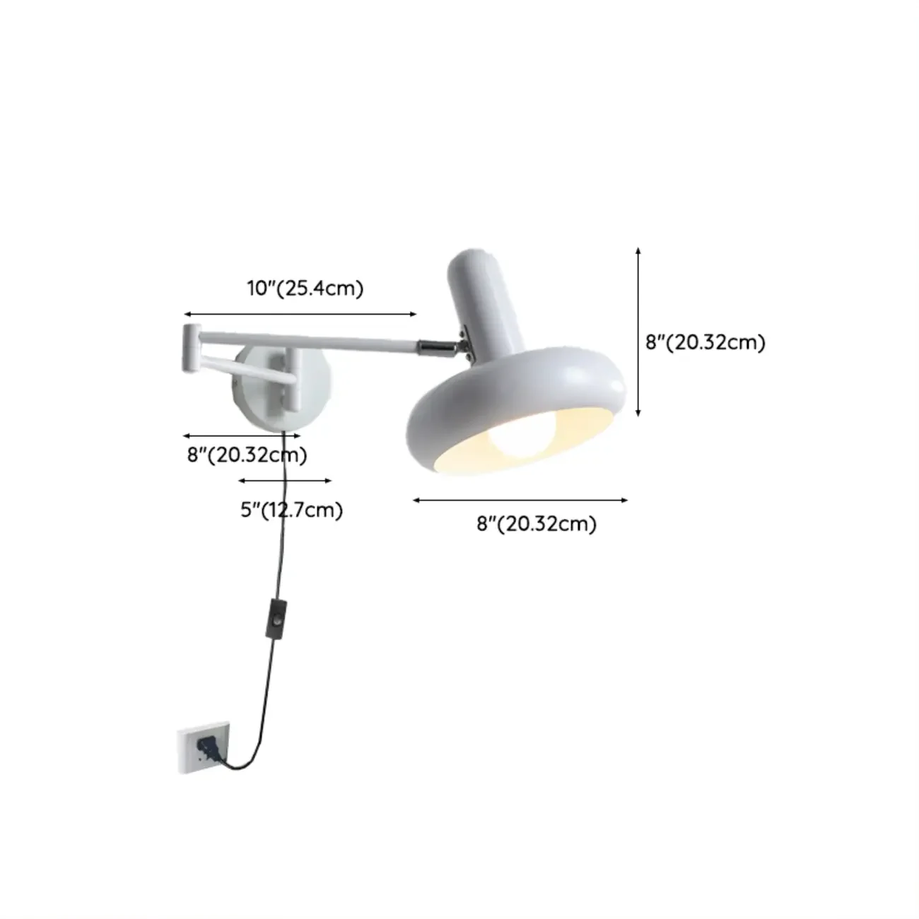 Modern White Adjustable Swing Arm Wall Light