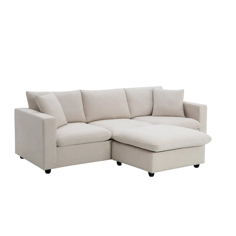 101  L-Shaped Cloud Sectional Sofa with Ottoman & Pocket Springs