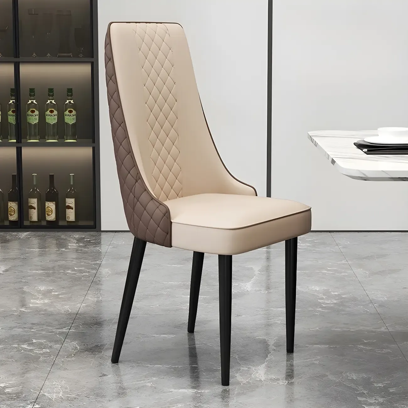 Modern Leather Full Back Upholstered Dining Chair