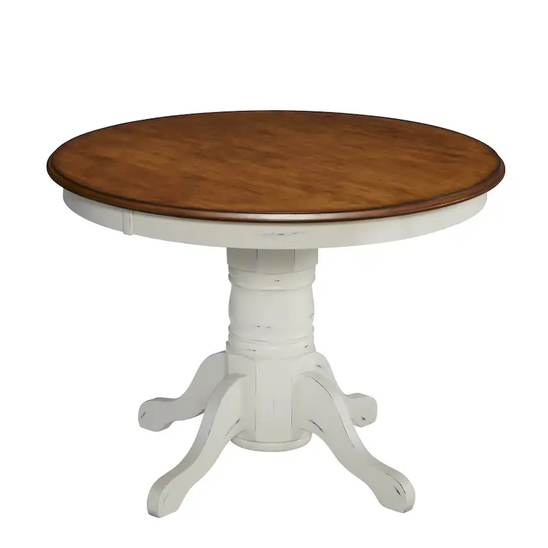 Off-White / Black Round Pedestal Dining Table, Seats 4