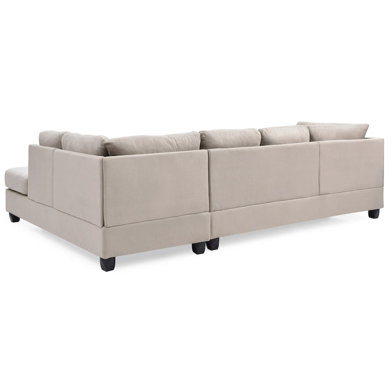 Malone 111 in. Suede 4-Seater Sectional Sofa with 2-Throw Pillow - 111 L x 78 W x 34 H