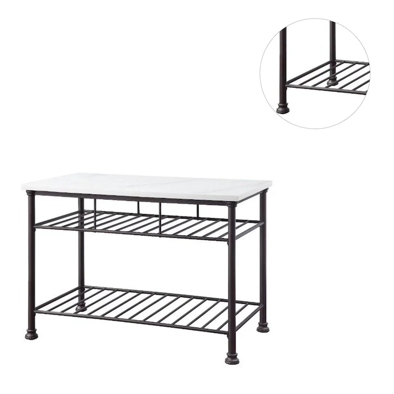 White and Gray Marble Top Kitchen Island