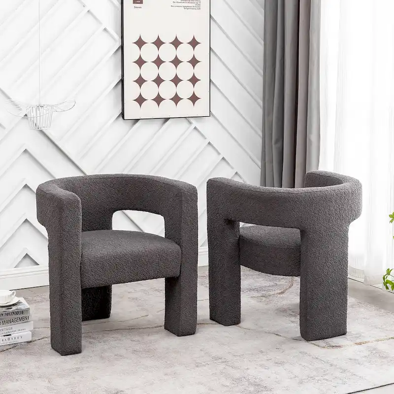 KINWELL 28   Wide Boucle Upholstered Square Armchair (Set of 2)