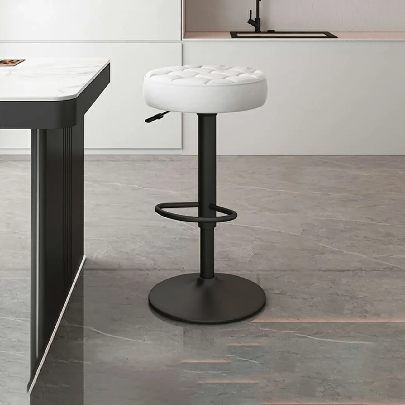 Leather Upholstered Adjustable Swivel Bar Stools