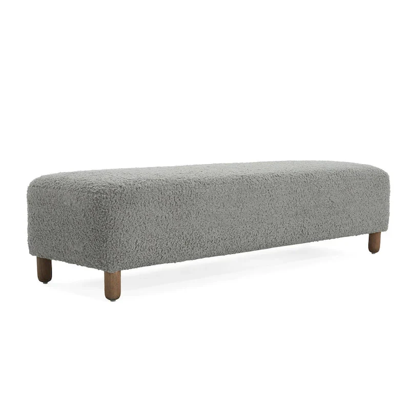 Fabric Upholstered Ottoman Bench with Wood Frame