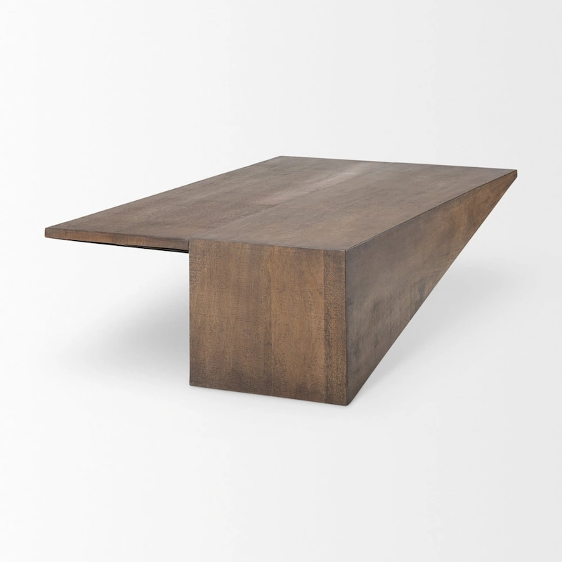 West Medium Brown Solid Wood Angular Coffee Table - 58.5L x 19W x 19H