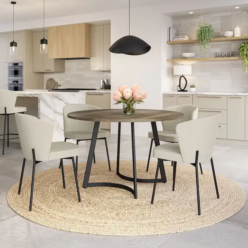 Amisco Joelle Solid Wood Table and Camilla Chairs 5-Pieces Dining Set