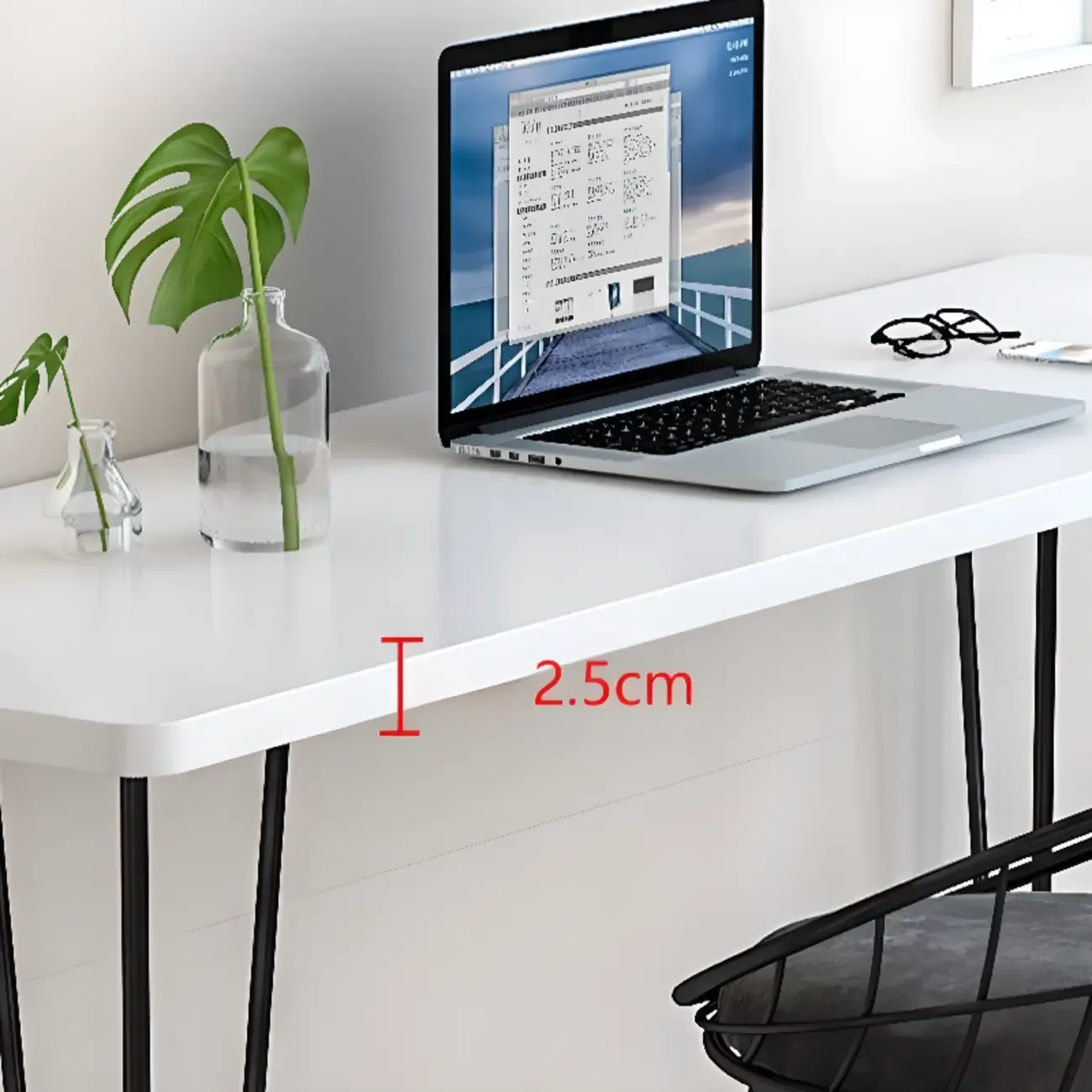 Sleek Modern White Bar Height Table Wood Top Metal Base