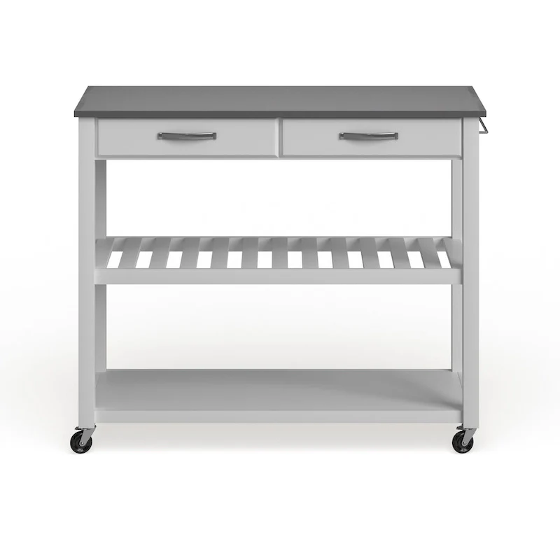 Crosley White Wood/ Stainless Steel Kitchen Cart Island - 17d x 43w x 35h