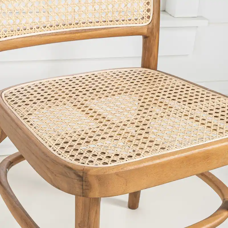 Mid-Century Wood Rattan Dining Chair - Natural
