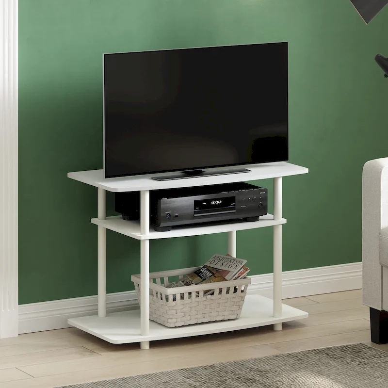 No Tools 3-Tier TV Stands, Columbia Walnut/Black